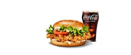 Zinger Burger + liten läsk för endast 45 kr